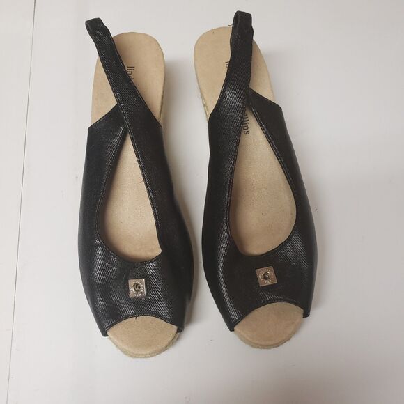 Lindsay Phillips Open Toe Espadrille Wedge Slingback Black Sandal Sz 9 NWBOX - Picture 12 of 13